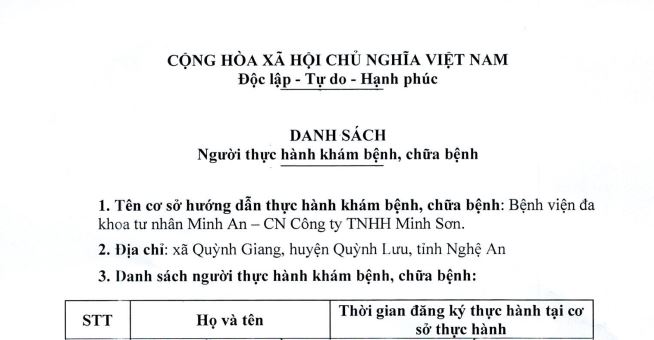DANH SÁCH HỌC VIÊN THỰC HÀNH KHÁM BỆNH, CHỮA BỆNH NGÀY 26/09/2025