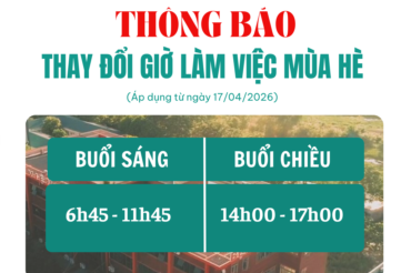 📢 THÔNG BÁO THAY ĐỔI GIỜ LÀM VIỆC MÙA HÈ