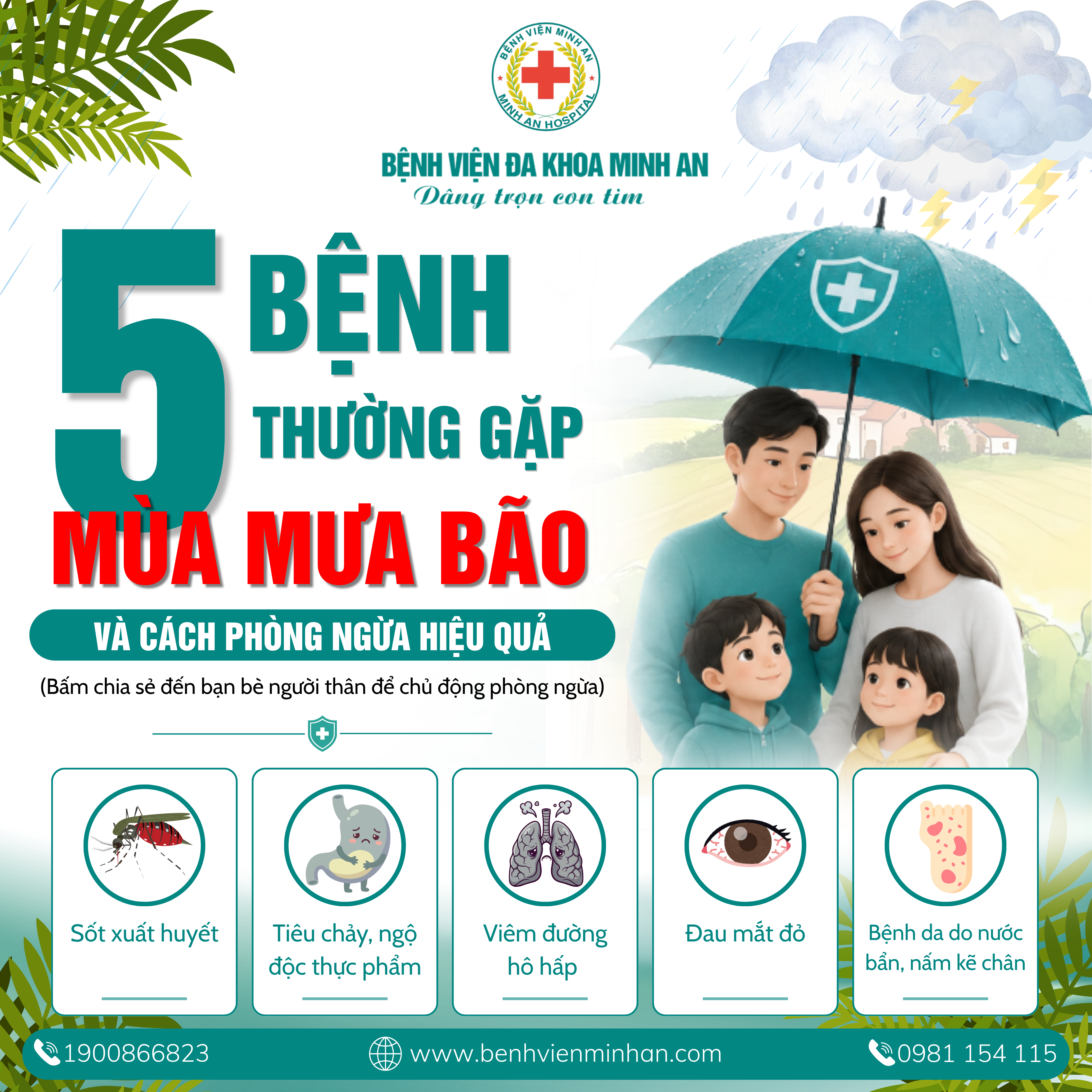 5 bệnh thường gặp mùa mưa bão và cách phòng ngừa hiệu quả 